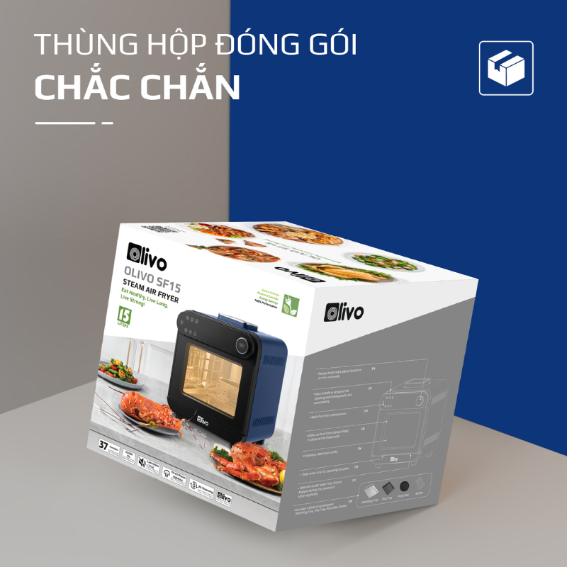 Nồi Chiên Hơi Nước Olivo SF15, 37 Chức Năng, Dung Tích 15L, Hàng Chính Hãng, Tặng Găng Tay, Kẹp Gắp Thức Ăn