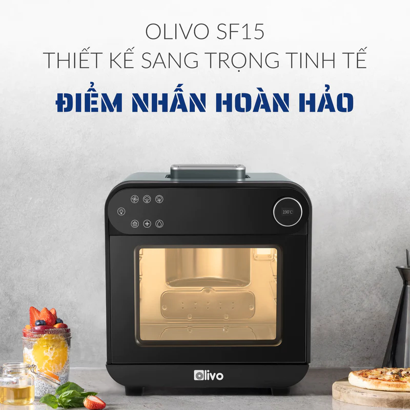 Nồi Chiên Hơi Nước Olivo SF15, 37 Chức Năng, Dung Tích 15L, Hàng Chính Hãng, Tặng Găng Tay, Kẹp Gắp Thức Ăn