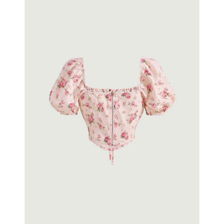 [ Hàng order shein] top hoa khoá lưng 2 màu