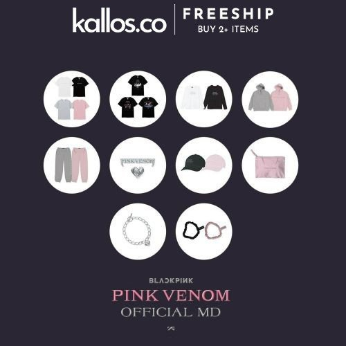 Bộ BLACKPINK Pink Venom Scrunchie, Pin Badge, Pouch, Long Sleeve Tshirts, Sweatpants Kpop Merch - Kallos Vietnam