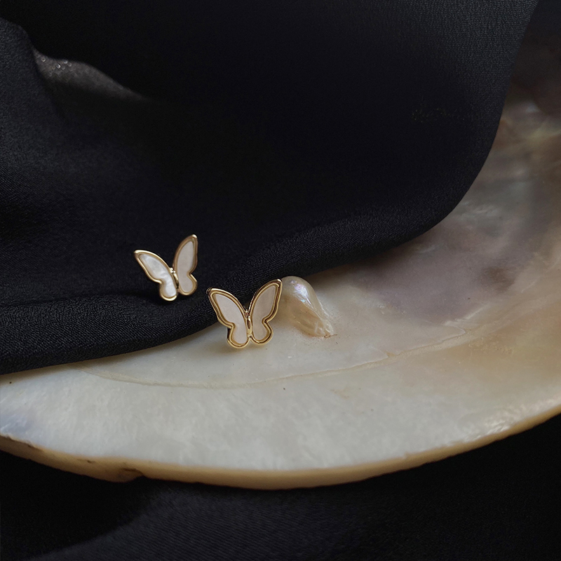 Khuyên tai kẹp không bấm lỗ chốt cố định K364 bằng hợp kim mạ vàng hình cánh bướm dáng ngắn Leous Accessories