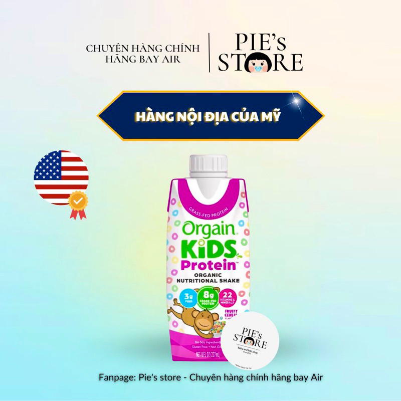 Orgain_Protein_Kids_Organic SIÊU HOT - MẪU MỚI RA NÈ CÁC MẸ . Vị Cereal Fruity Cam Sữa 🍊🍊