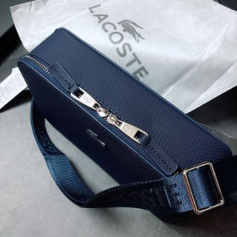 Túi nam Lacost phom hộp chữ nhật da chần trơn hai màu thanh lịch