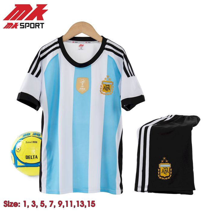 Áo đấu Argentina Đội tuyển quốc gia Messi 2022.Hàng thun lạnh loại 1.Trẻ em và người lớn