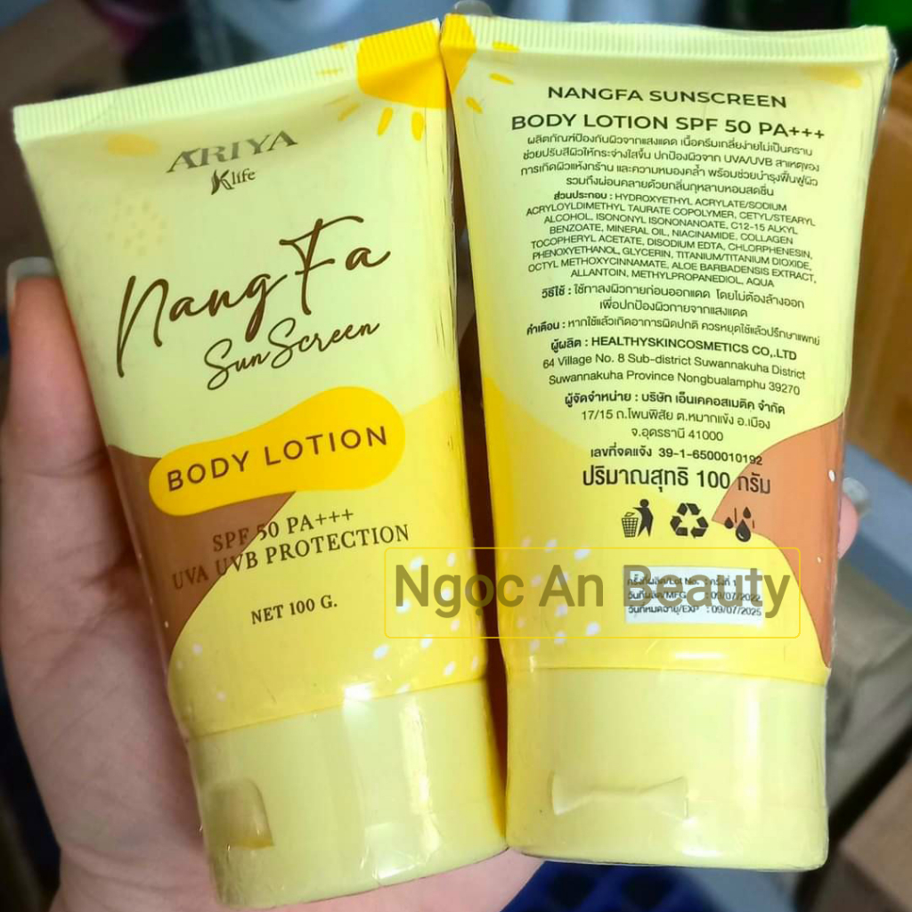 Kem chống nắng, dưỡng trắng da Nangfa ARIYA Body Lotion Thái Lan Chính Hãng