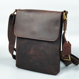 Túi đeo chéo nam da bò sáp TD126VB (Nâu sáp) - 100% da thật, BH 3 năm