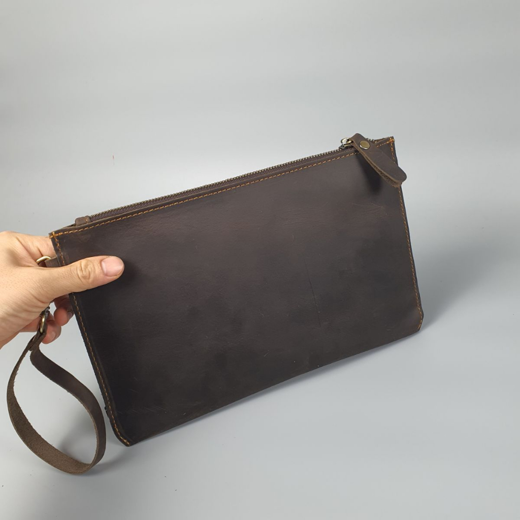 Clutch nam da bò sáp CL152VB  - 100% da bò thật, BH 3 năm