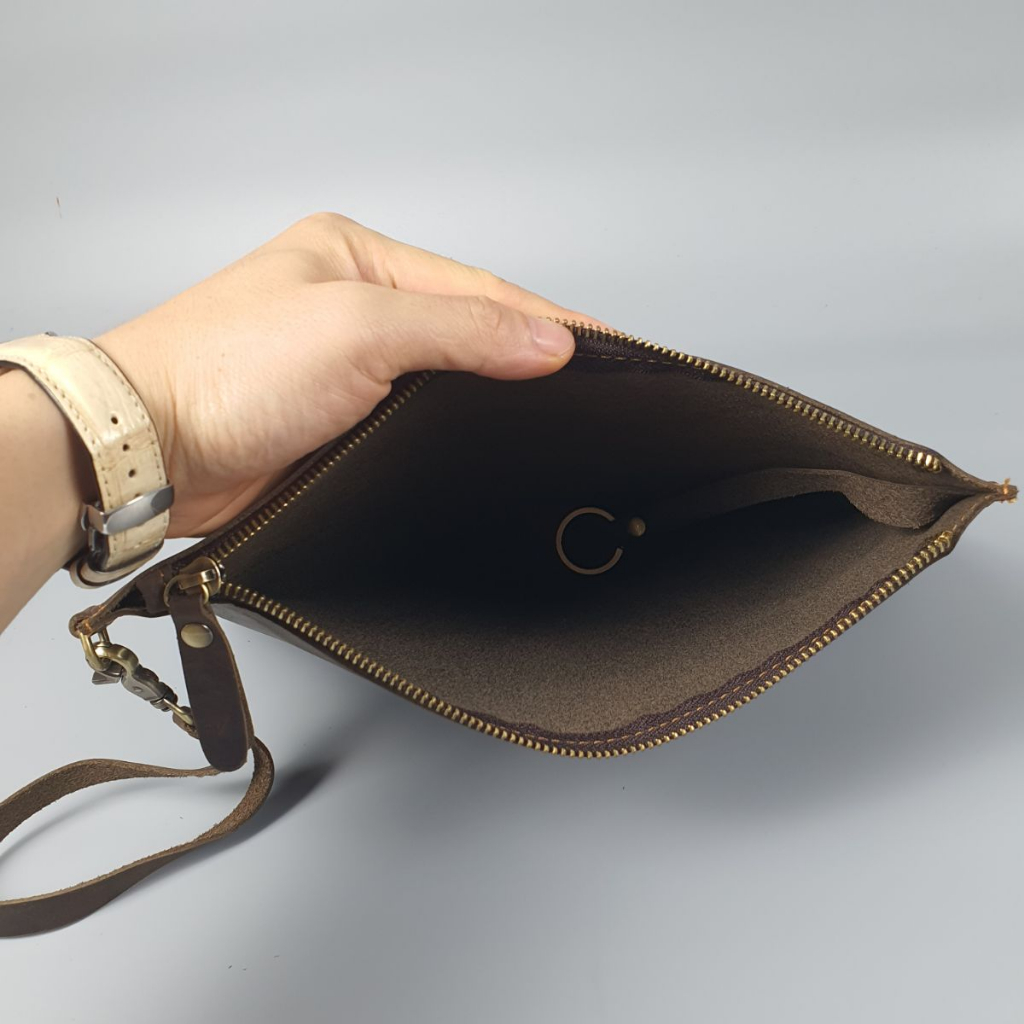 Clutch nam da bò sáp CL152VB  - 100% da bò thật, BH 3 năm