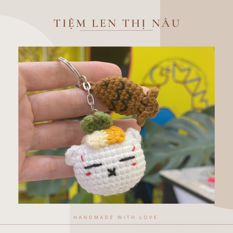 Mèo Cá - Móc khoá len