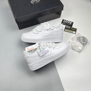 Giày Air Force 1 x Dunk Style Laces Triple White (af1 dunk trắng )- Hype Sneaker / High Quality