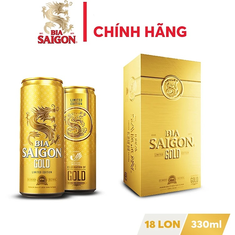 [HOẢ TỐC-DATE T08/24] Thùng 18 lon Bia Sài Gòn GOLD - SABECO - 330ml/lon