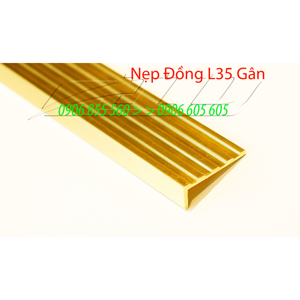 Nẹp Đồng L35 gân, nẹp chống trơn cầu thang