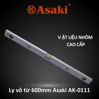 Thước thủy, Thước Ly vô từ 600mm cao cấp chính hãng Asaki AK-0111, Thước đo góc, độ nghiêng tiêu chuẩn Nhật