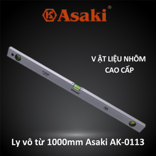Thước thủy, Thước Ly vô từ 1000mm cao cấp chính hãng Asaki AK-0113, Thước đo góc, độ nghiêng tiêu chuẩn Nhật