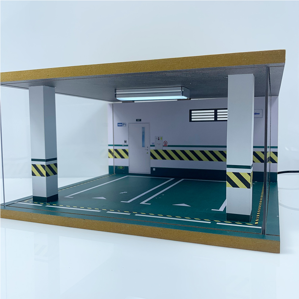 Mô hình Garage ô tô bằng gỗ, có đèn trưng bày 3 tỉ lệ