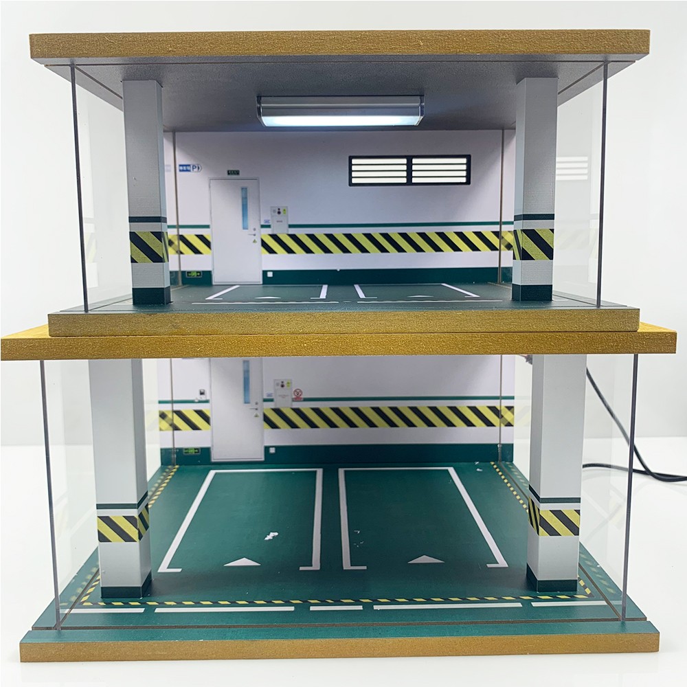 Mô hình Garage ô tô bằng gỗ, có đèn trưng bày 3 tỉ lệ