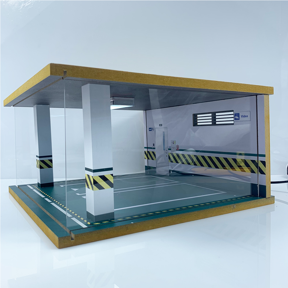 Mô hình Garage ô tô bằng gỗ, có đèn trưng bày 3 tỉ lệ