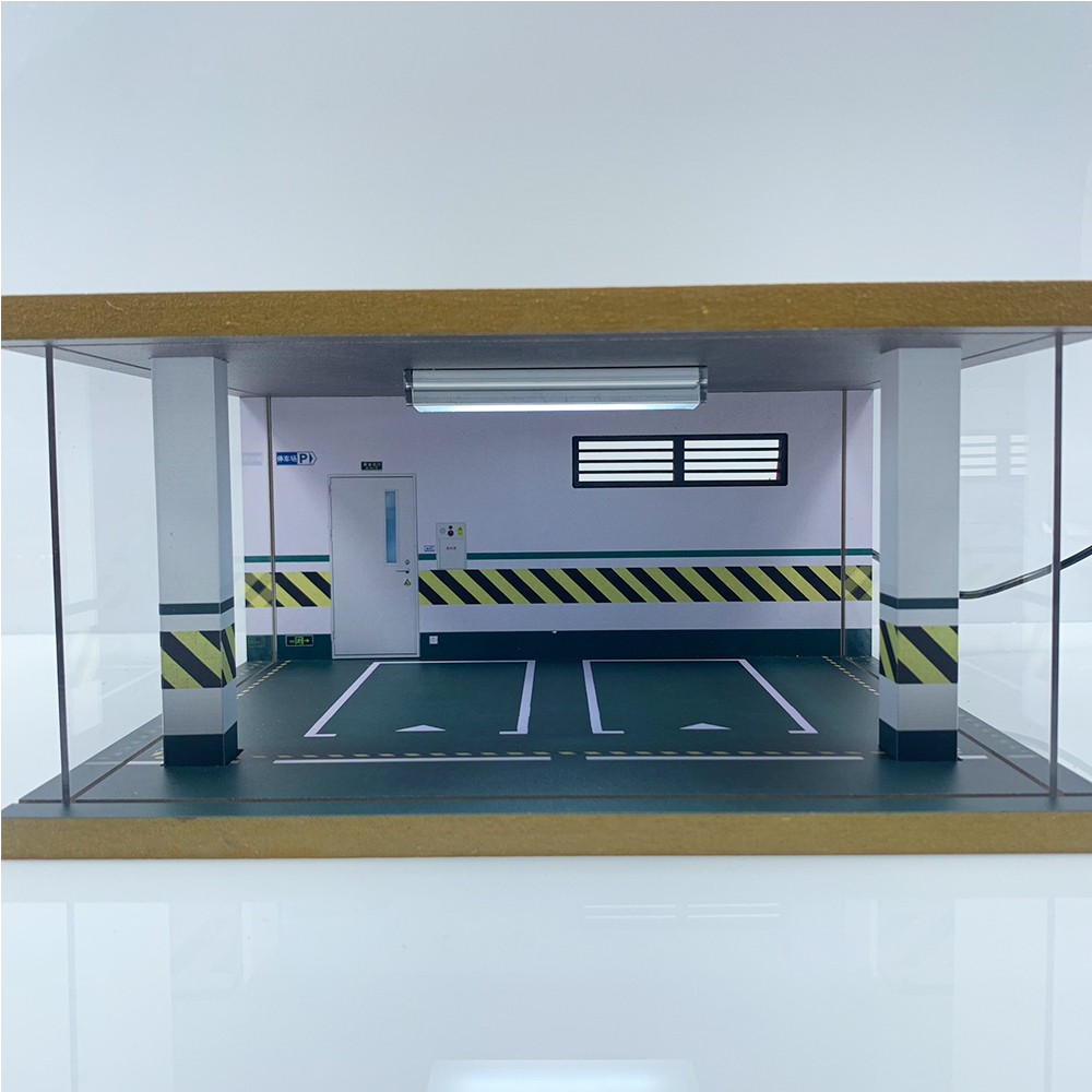 Mô hình Garage ô tô bằng gỗ, có đèn trưng bày 3 tỉ lệ