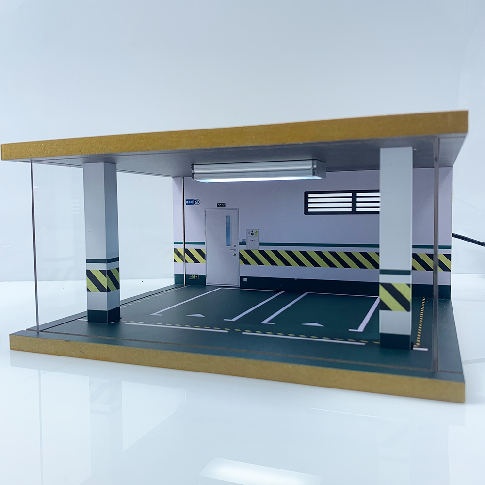 Mô hình Garage ô tô bằng gỗ, có đèn trưng bày 3 tỉ lệ