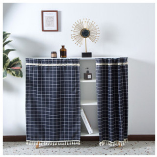 [Tặng miếng dán] Rèm dán cửa tủ/cửa bếp viền ren tua rua màn che Vải Canvas không khoan tường LJ902