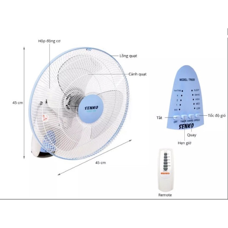 QUẠT TREO TƯỜNG SENKO - TR1626/1628 - HÀNG CHÍNH HÃNG