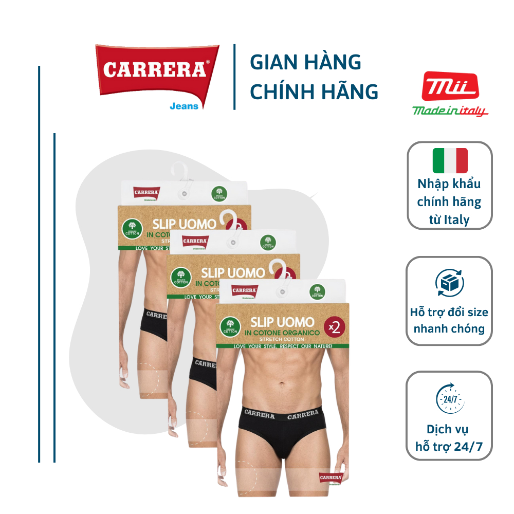 Pack 2 Quần Sip Lót Tam Giác Nam Cao Cấp 2 Màu CARRERA JEANS Dáng Regular Fit Cotton - Nhập Khẩu Chính Hãng Từ Ý_8C6692