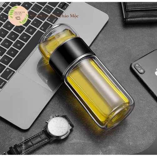 Trà Bình Pha Thủy Tinh 2 Lớp 420 ml Tinh Hoa Trà Thảo Mộc Món Qùa Từ Thiên Nhiên