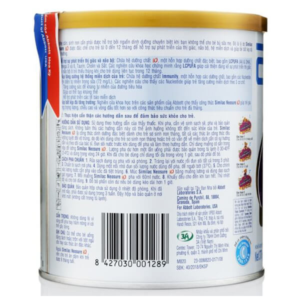 Sữa Bột Similac Neosure 1 Cho Trẻ Sinh Non Nhẹ Cân 370g