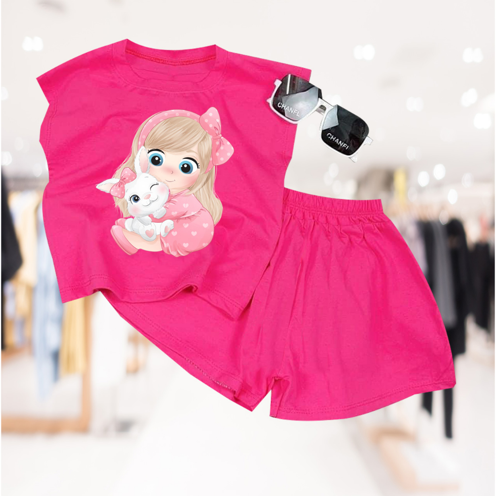 Bộ đồ bé gái hình công chúa nơ ôm mèo cho bé 6kg đên 30kg.BDBG84.