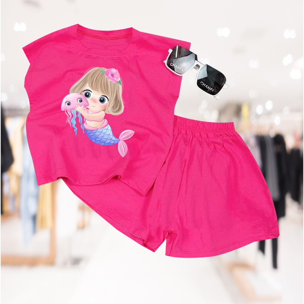 Combo 3 Bộ đồ bé gái hình tiên cá bé 6kg đên 30kg.BDBG85.