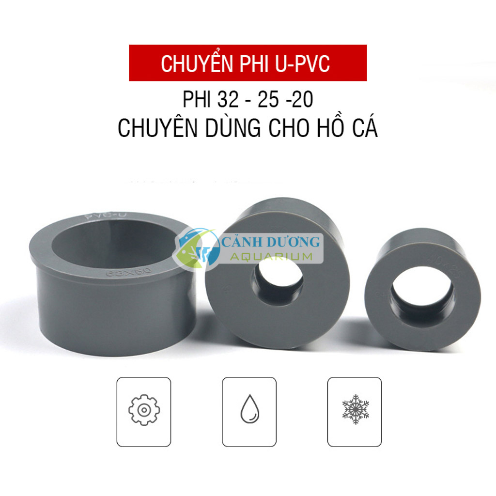 Đầu chuyển phi U-PVC XÁM chuyên dùng cho hồ cá