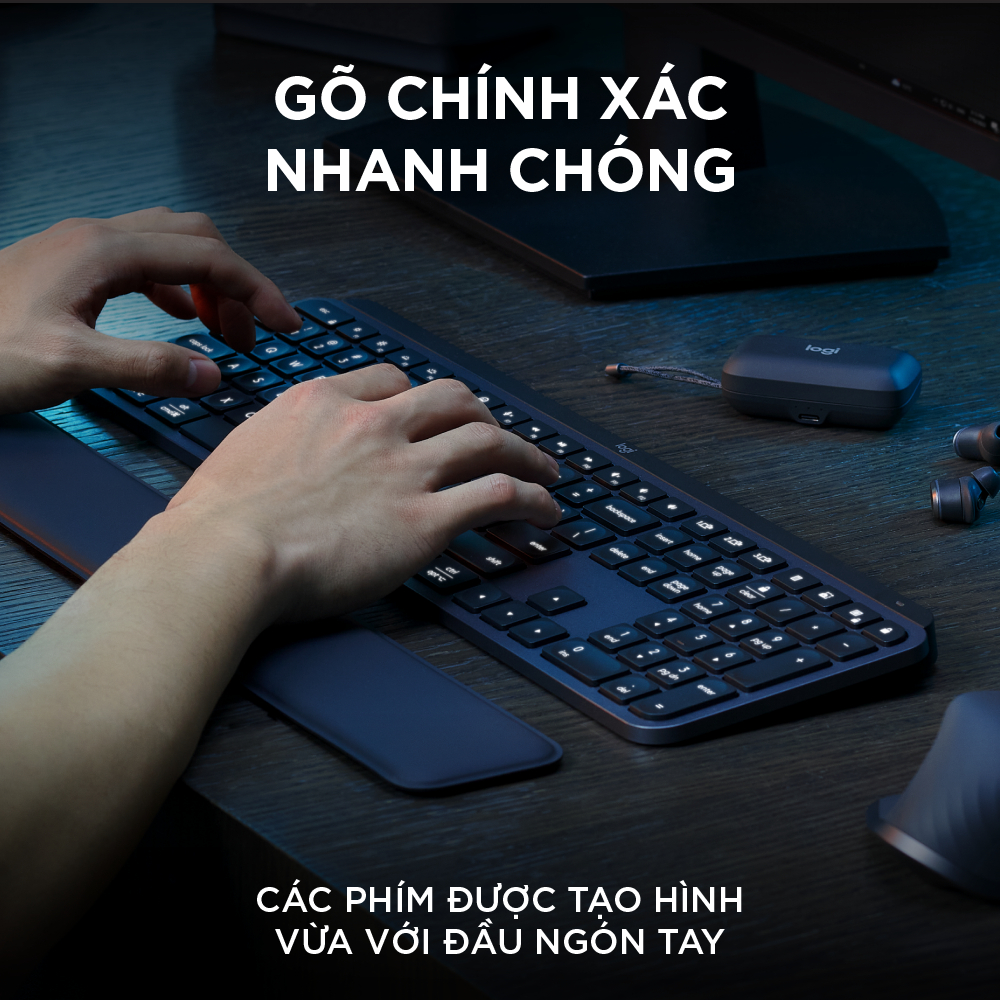 Combo Chuột & Bàn Phím Bluetooth không dây Logitech MX Keys S Combo - Có gác tay, Chiếu sáng, USB-C