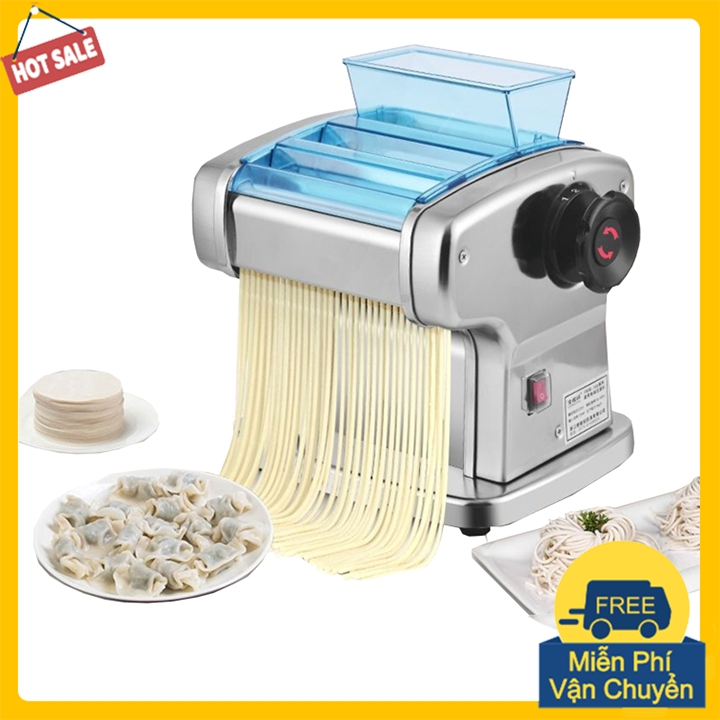Máy cán mì, cắt mỳ sợi 2 lưỡi dao inox làm đế pizza, vỏ bánh bao sử dụng điện