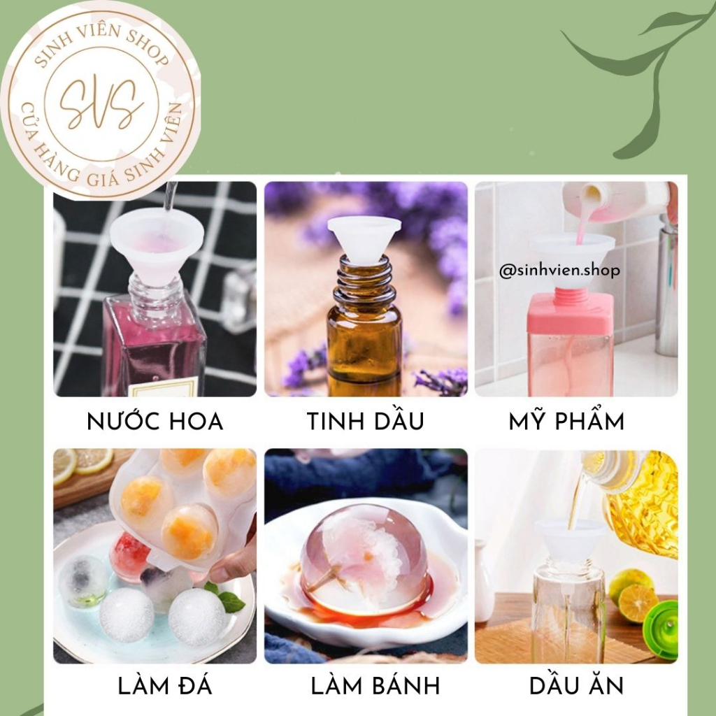 Phễu silicon mini dùng cho chiết mỹ phẩm, nước hoa, tách chiết du lịch