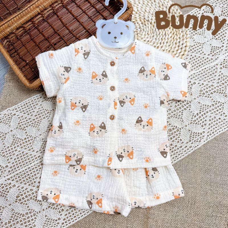 Bộ Pijama cộc chất muslin siêu mềm cho bé.