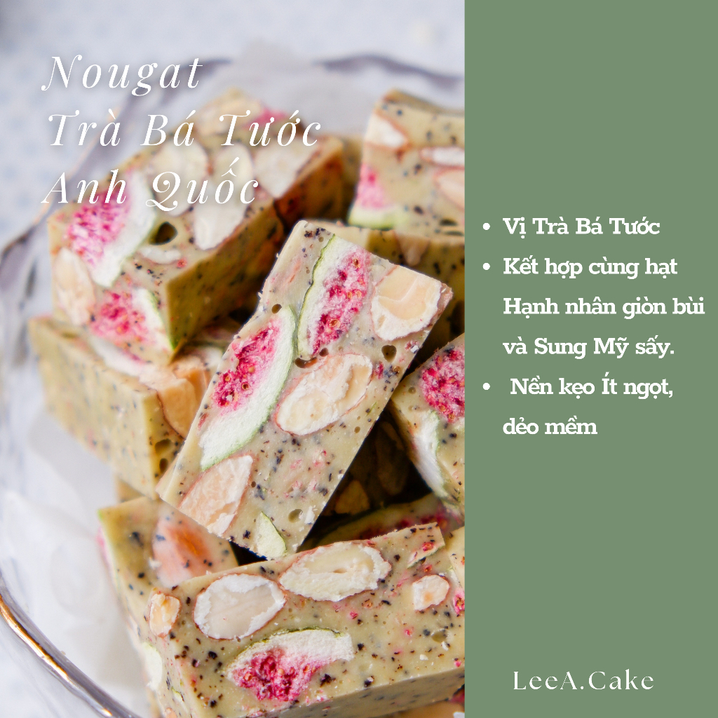 Kẹo dẻo nougat vị Sữa hoa quả, Trà xanh, Trà bá tước, Mint Milano, Cafe hạnh nhân, Xoài cacao - Kẹo hạnh phúc LeeA.Cake