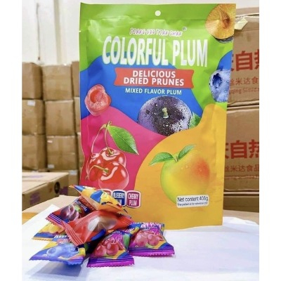 Ô mai mix 5 vị chery, việt quất, mận vàng, mận đỏ, mận đen Colorful Plum Gói 408g THE GARDEN