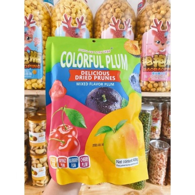 Ô mai mix 5 vị chery, việt quất, mận vàng, mận đỏ, mận đen Colorful Plum Gói 408g THE GARDEN