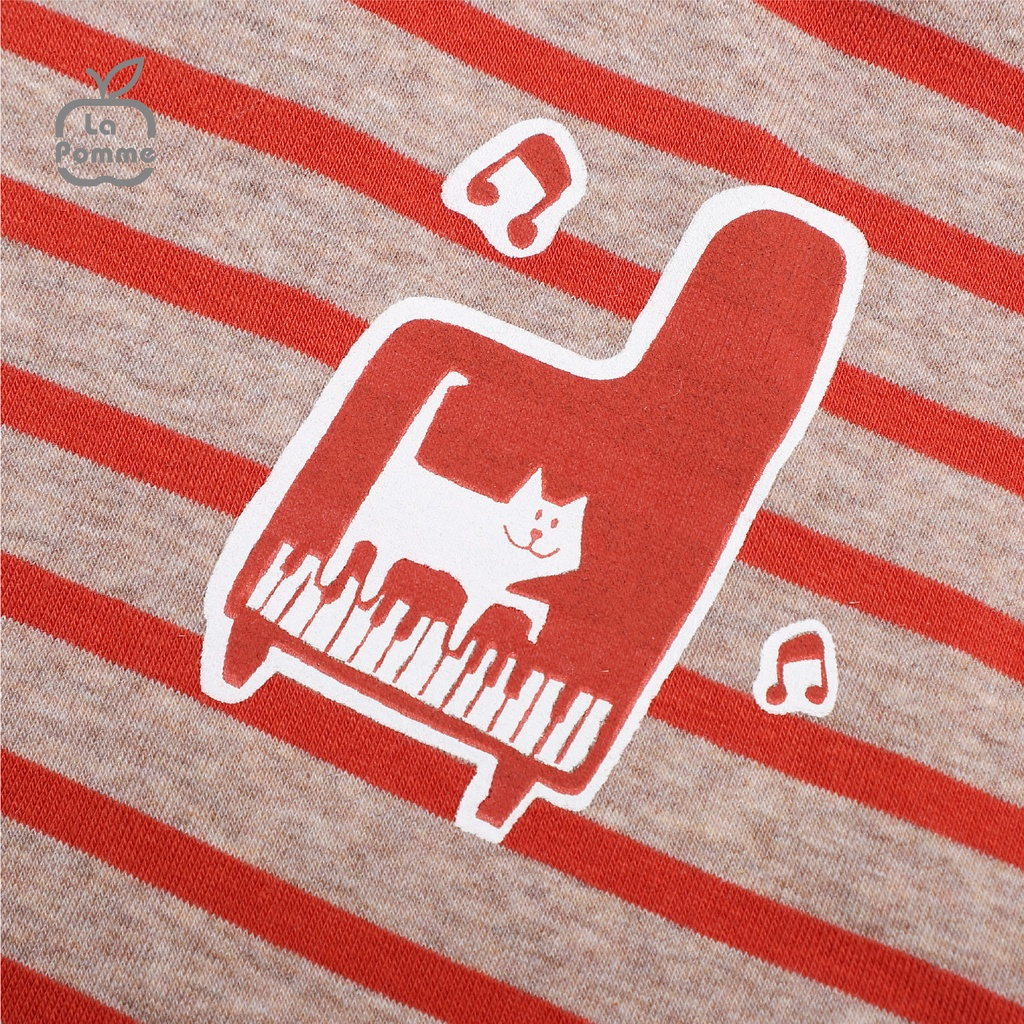 Bộ quần áo dài tay áo kẻ có mũ cho bé trai, bé gái LA POMME SL177