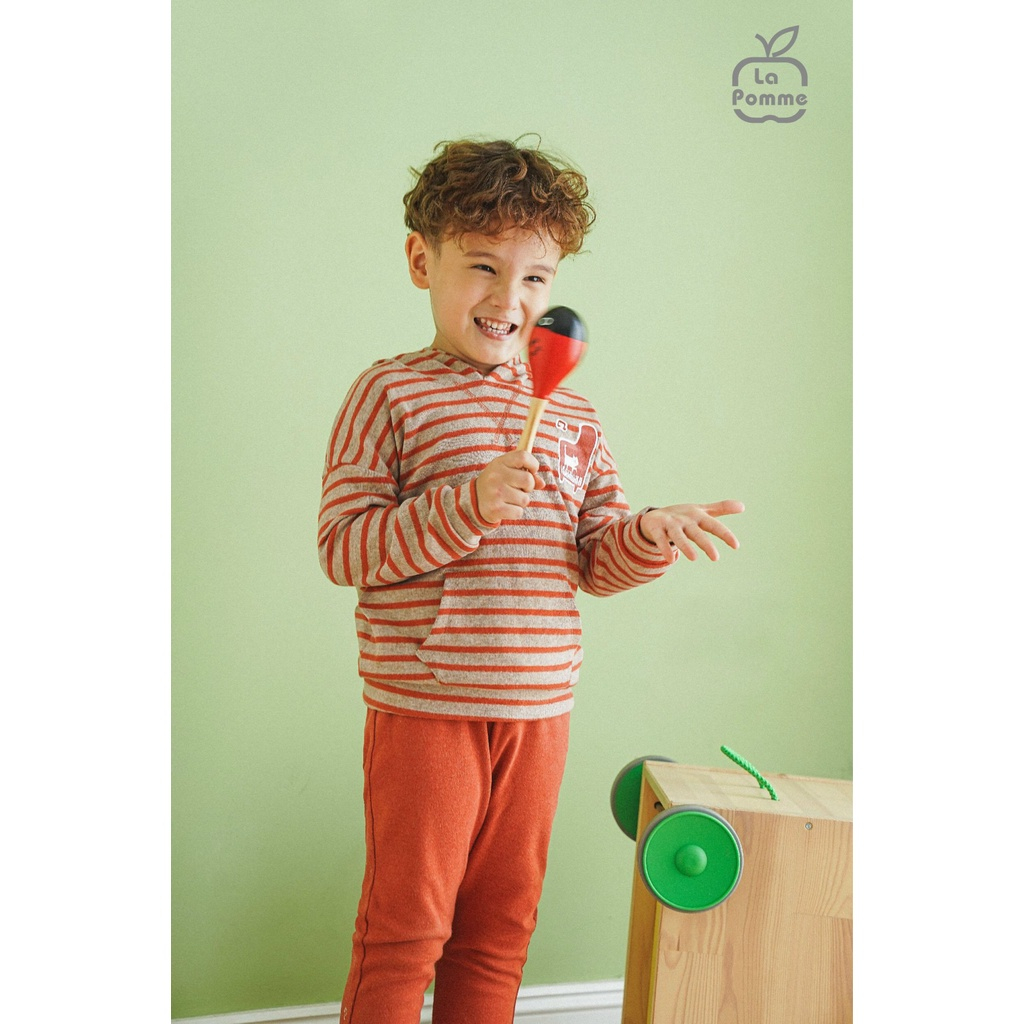 Bộ quần áo dài tay áo kẻ có mũ cho bé trai, bé gái LA POMME SL177