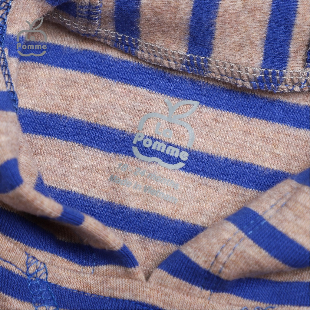 Bộ quần áo dài tay áo kẻ có mũ cho bé trai, bé gái LA POMME SL177