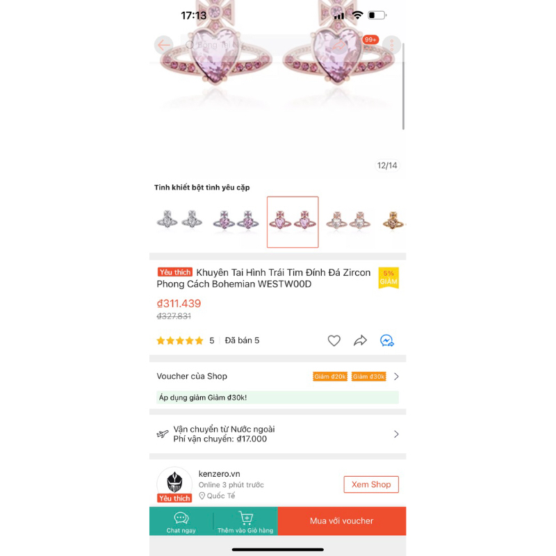 Vòng tay dây chuyền hoa tai VIVIENNE bạc