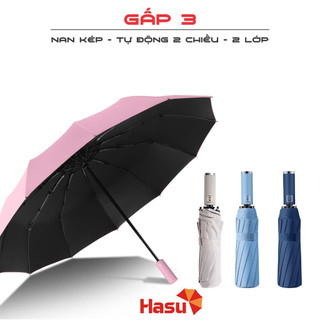 Ô che mưa nắng gấp gọn Ô tự động gấp mở 2 chiều 12 nan - 8 nan chống uv Hasu