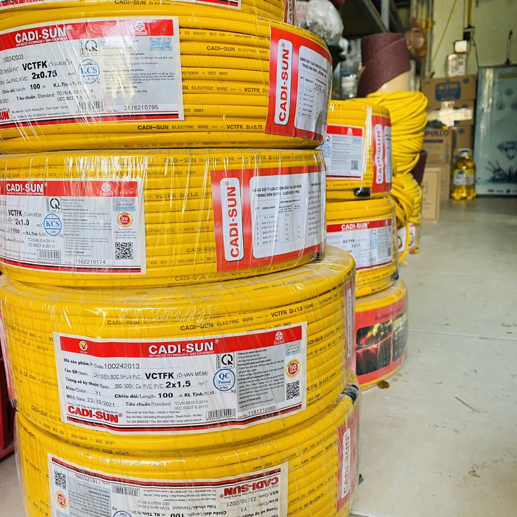 Dây Điện Đôi Cadisun Các Loại   Hàng Chính Hãng 2x0,75/ 2x1.5 / 2x2,5 / 2x4