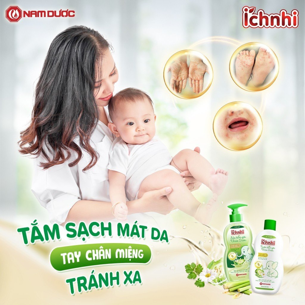 Sữa tắm gội thảo dược Ích Nhi cho bé chai 200ml phòng cảm lạnh, ngừa rôm sẩy, mẩn ngứa, dưỡng da mềm mịn cho bé