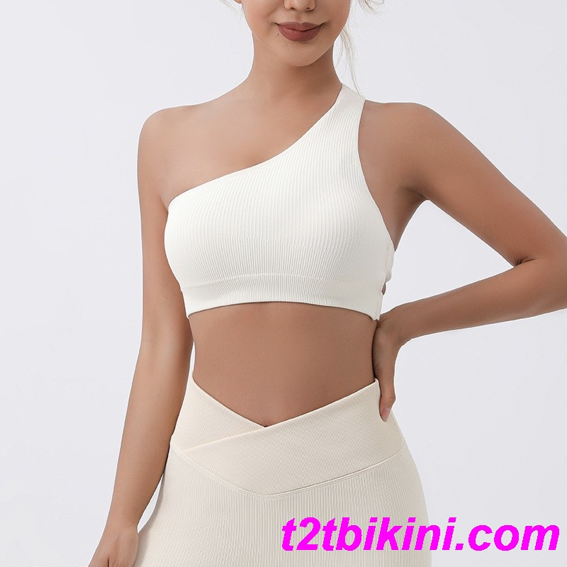 Áo bra tập gym yoga thể thao nữ, dệt gân botee hở bên vai mã T2TSport05