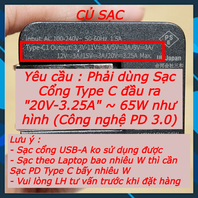 Dây cáp sạc PD 65W  100W USB Type C sang DC DC 4.5x3.0mm / 4.5*3.0mm chuyên dụng cho laptop Dell HP MSI
