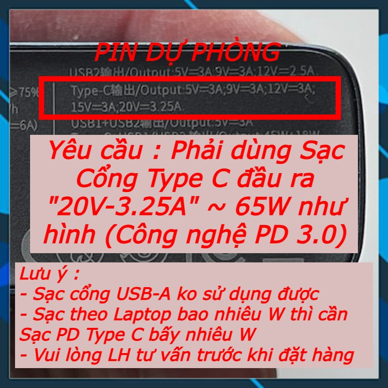 Dây cáp sạc PD 65W  100W USB Type C sang DC DC 4.5x3.0mm / 4.5*3.0mm chuyên dụng cho laptop Dell HP MSI