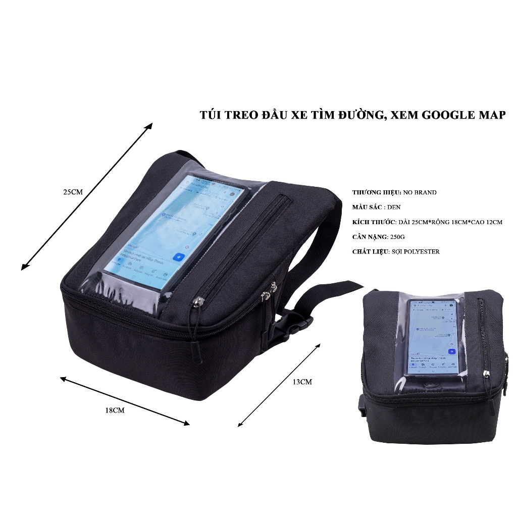 Đồ treo điện thoại trên đầu xe máy - Túi Grap shipper cảm ứng treo đầu xe máy chống cướp