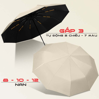 Ô cầm tay gấp gọn tự động 2 lớp ô tự động 2 chiều 12 nan - 8 nan ô dù che nắng mưa - hasu